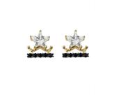 Brinco Estrela com Base Cravejada Banhado a Ouro - Zircônia