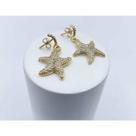 Brinco estrela do mar cravejado mm zircônia banhado ouro 18k