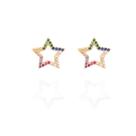 Brinco estrela vazada micro zircônia banhado a ouro 18k