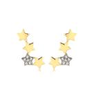 Brinco Estrelas Lisas E Uma Cravejada Folheado A Ouro