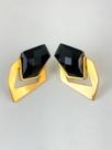 Brinco Facetas Obsidiana - folheado a ouro