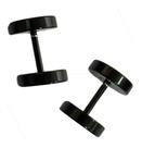 Brinco Falso Alargador Preto Aço Fake Feminino Masculino 8mm
