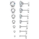 BRINCO Fansilver 20G hipoalergênico de aço inoxidável com encosto plano BRINCO Fansilver 20G hipoalergênico de aço inoxidável com encosto plano