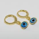Brinco Fecho Click Argolinha Folheado A Ouro 18K Olho Grego