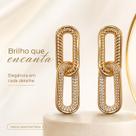 Brinco Fem. Orgânico Cravejado Com Zircônias Banho De Ouro Brinco Fem. Orgânico Cravejado Com Zircônias Banho De Ouro
