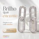 Brinco Fem. Orgânico Cravejado Com Zircônias Banho De Rodio Brinco Fem. Orgânico Cravejado Com Zircônias Banho De Rodio