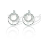 Brinco Feminino 2 Argolas Fixa Zirconia Prata Lei Delicado