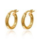 Brinco Feminino Argola C/ Trava Fio Redondo 16mm Ouro 18k 750 C/ Estojo e Certificado