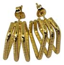 Brinco Feminino Argola Quadrada Tripla Banhado A Ouro 18k Brinco Feminino Argola Quadrada Tripla Banhado A Ouro 18k