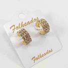 Brinco Feminino Argolinha 3 Voltas Zircônia Folheado A Ouro 18K Antialérgico - RSPRI036