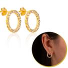 Brinco Feminino Circulo Com Pedras Zircônia Cristal Banhado