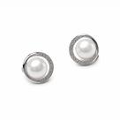 Brinco Feminino com Pérola Branca Micro Pedras e Design Circular Brinco Feminino com Pérola Branca Micro Pedras e Design Circular