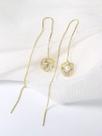 Brinco Feminino Comprido Bolas Esferas Dourado Festa Strass