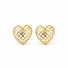Brinco Feminino Coração Trabalhado Folheado Ouro 18k Brinco Feminino Coração Trabalhado Folheado Ouro 18k