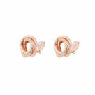 Brinco Feminino de Pressão Círculos Abstrato Pequeno Rose