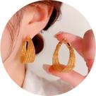 Brinco Feminino Delicado Argola Dourado Textura Fashion