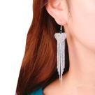 Brinco Feminino Delicado Coração Strass Franja Prateado Joia - Brinco Feminino Delicado Coração Strass Franja Prateado Joia -