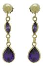 Brinco Feminino Delicado Forma Gota Ametista Zircônio J24100
