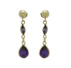Brinco Feminino Delicado Forma Gota Ametista Zircônio J24100