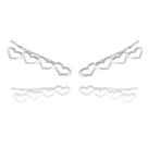 Brinco Feminino Earcuff Elo Corações Vazados Prata Legitima