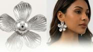 Brinco Feminino Flor Cinco Pétalas Banho Prata Aço Inox Acessórios Luxo Chic Brinco Feminino Flor Cinco Pétalas Banho Prata Aço Inox Acessórios Luxo Chic