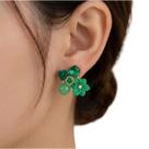 Brinco Feminino Flor com Pedras Delicado Elegante Luxo Festa -