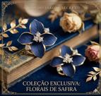 Brinco Feminino Flor Quatro Pétalas Azul Com Zirconias Antialérgico Delicado Minimalista