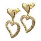 Brinco Feminino Folheado a Ouro Corações de Pedras Cravejadas em Zircônias - Semijoias Caixa de Luxo Brinco Feminino Folheado a Ouro Corações de Pedras Cravejadas em Zircônias - Semijoias Caixa de Luxo