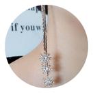 Brinco Feminino Franja Longo Fino 3 Estrelas Strass Dourado