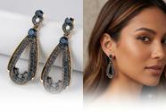 Brinco Feminino Gota Azul com Zircônia Elegante Luxuoso