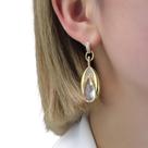 Brinco Feminino Gota Cristal Luxo banho Ouro 18k Rodio Branco semi joias casamento festa formatura