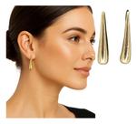 Brinco Feminino Gota Longa Fina Banhado A Ouro