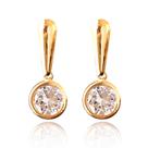 Brinco Feminino Gota Ouro 18k 750 Zircônia Redonda 6mm c/ Estojo e Certificado