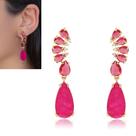 Brinco Feminino Gota Pink Cravejada Festa Casamento Madrinha