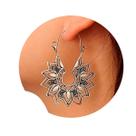 Brinco Feminino Mandala Flor Prateado Luxo Festa delicado -