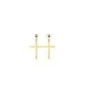 Brinco Feminino Masculino Crucifixo Folheado Prateado Par Cor:Dourado