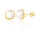 Brinco Feminino Pérola 5mm Natural Ouro 18k 750 Rococó Adulto