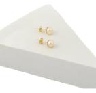 Brinco Feminino Pérola Natural 5 Mm Ouro 18k 750 Certificado Brinco Feminino Pérola Natural 5 Mm Ouro 18k 750 Certificado