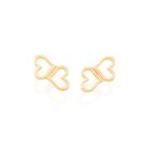Brinco Feminino Rommanel Corações Vazados Banhado a Ouro 18k 525535 Brinco Feminino Rommanel Corações Vazados Banhado a Ouro 18k 525535