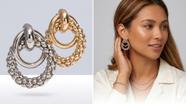 Brinco Feminino Trio de Argolas Luxo Banhado Ouro Prata Elegante cor:dourado