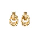 Brinco Feminino Trio de Argolas Pino de Prata Banho Ouro Prata MINIMALISTA cor:dourado