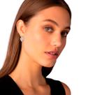 Brinco Festa Feminino Delicado Curvas Prateado Strass Joia -