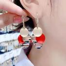 Brinco Festa Feminino Delicado Pérola Strass Vermelho Luxo