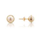 Brinco Fio Torcido de Ouro 18K com Pérola Natural de 6mm