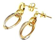 Brinco Fixo Argolas Ovais Em Ouro 18k 3 Cores