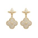 Brinco Flor 4 Pétalas com Micro Zircônia Banhado a Ouro