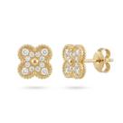 Brinco Flor 4 Pétalas Micro Zircônia Cristal Banhado a Ouro