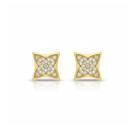Brinco Flor 4 Pétalas Micro Zircônia Cristal com Detalhes Banhado a Ouro