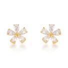 Brinco flor 5 petalas cristais