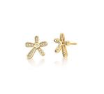 Brinco Flor com Cravação de Cristal Banhada a Ouro - Zircônia